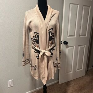 2/$30 Billabong Beige Tribal Open Front Sweater Duster Style